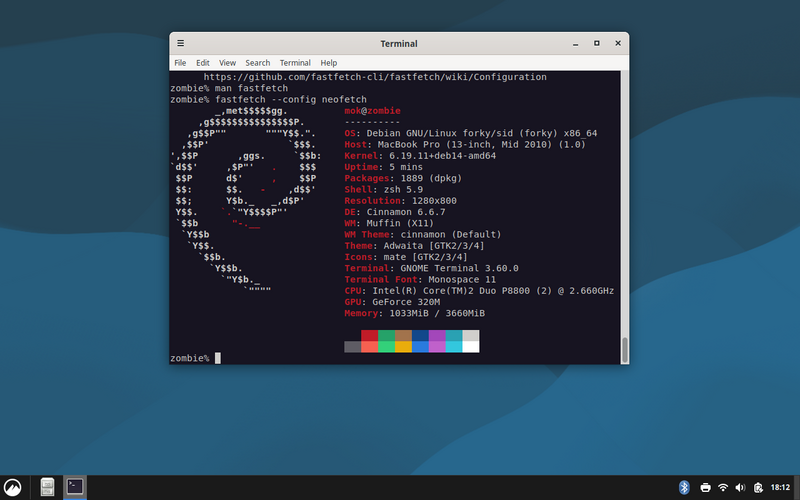 Screenshot of terminal with fastfetch output